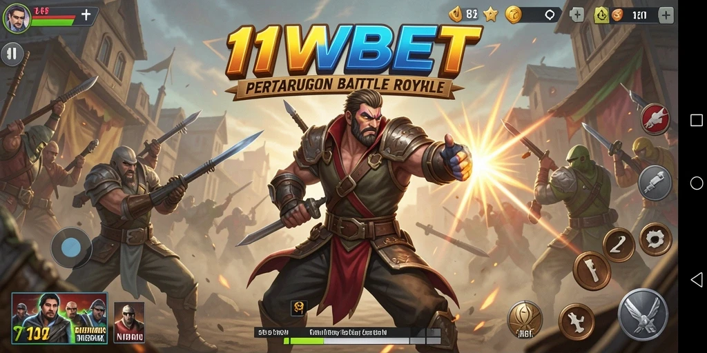 Tangkapan layar gameplay seru 11WBET dalam pertempuran Battle Royale.