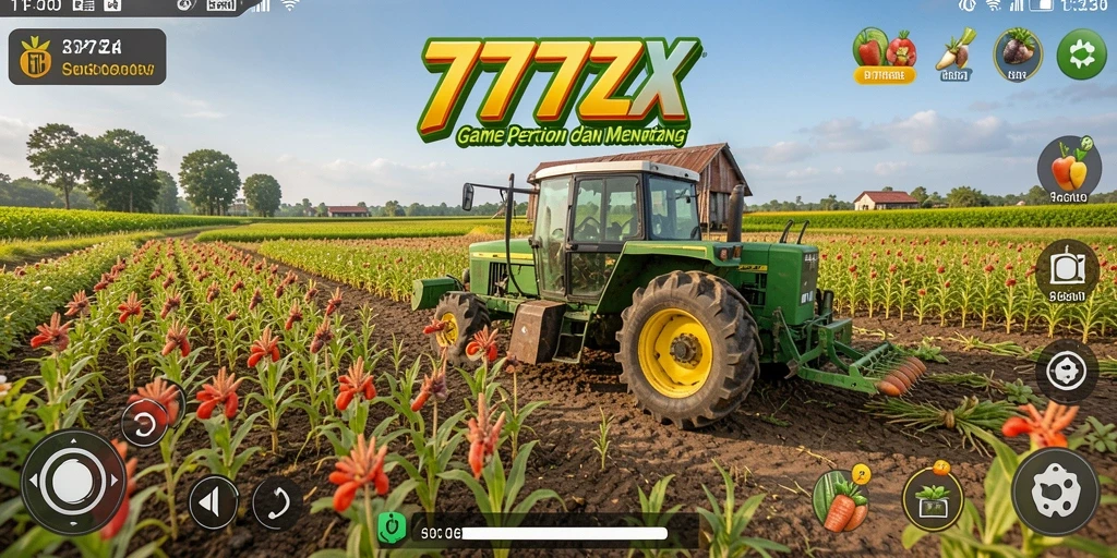 Screenshot gameplay 777ZX yang menampilkan aktivitas pertanian.