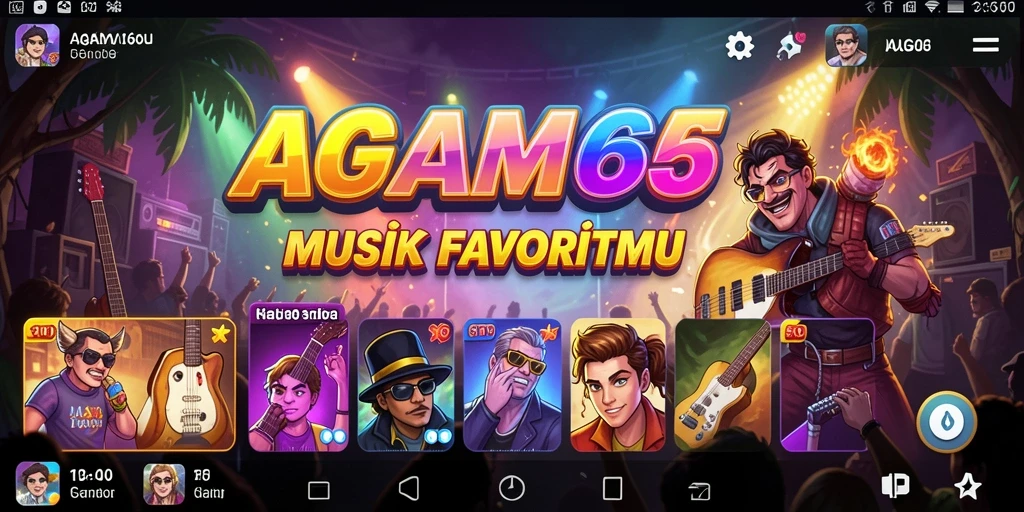 Screenshot AGAM66 menunjukkan pengguna menikmati musik dengan fitur interaktif.