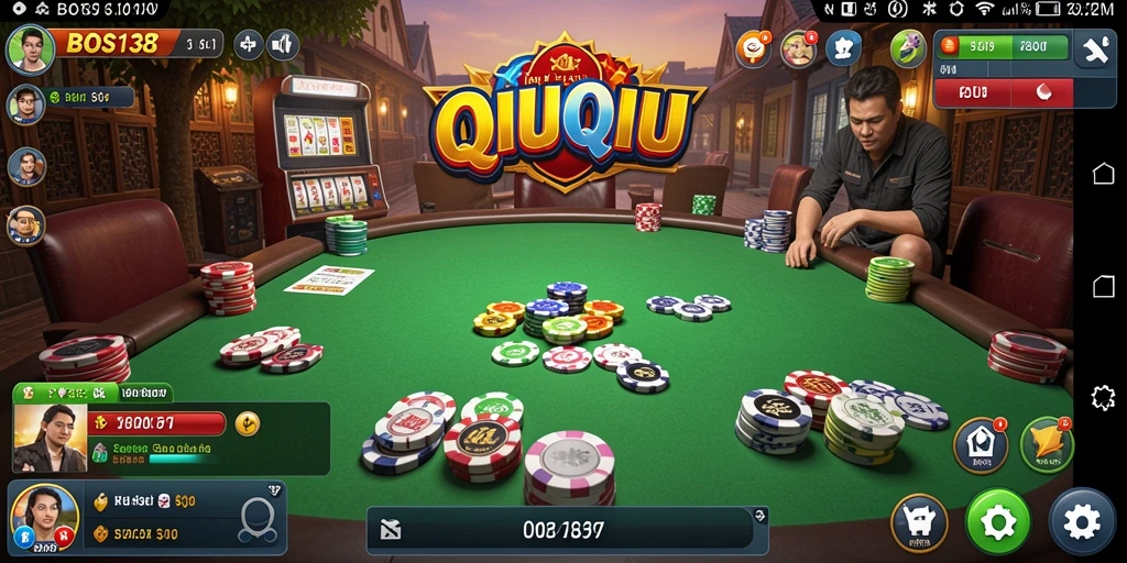Tampilan gameplay seru QiuQiu di BOS138.