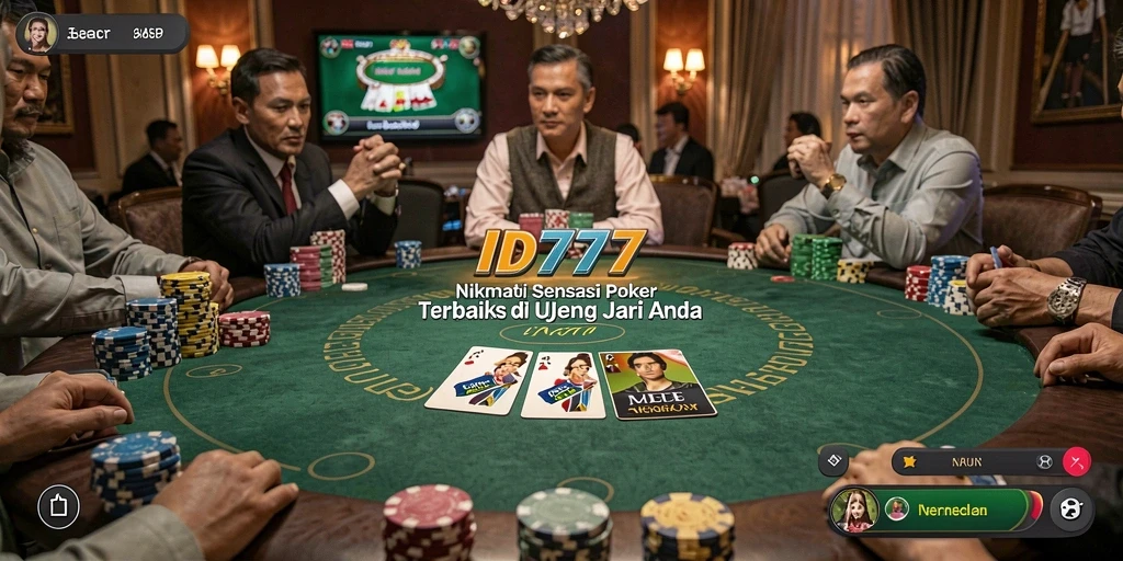 Menampilkan gameplay seru Poker di ID777 dengan berbagai pemain.