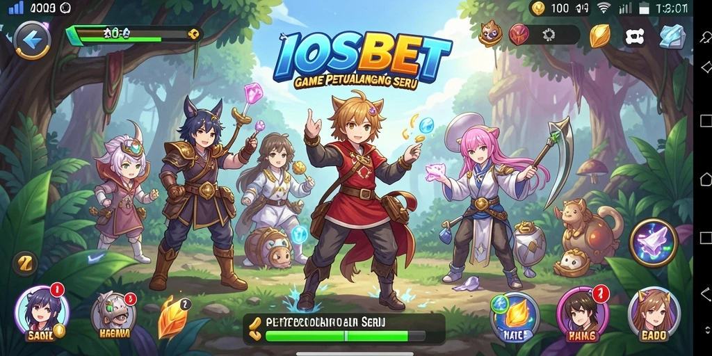 Tampilan utama game Anime dengan karakter yang menarik.