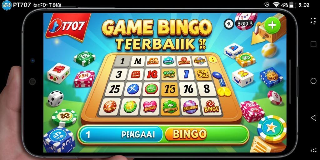Tampilan screenshot PT707 menampilkan gameplay Bingo yang seru dan interaktif.
