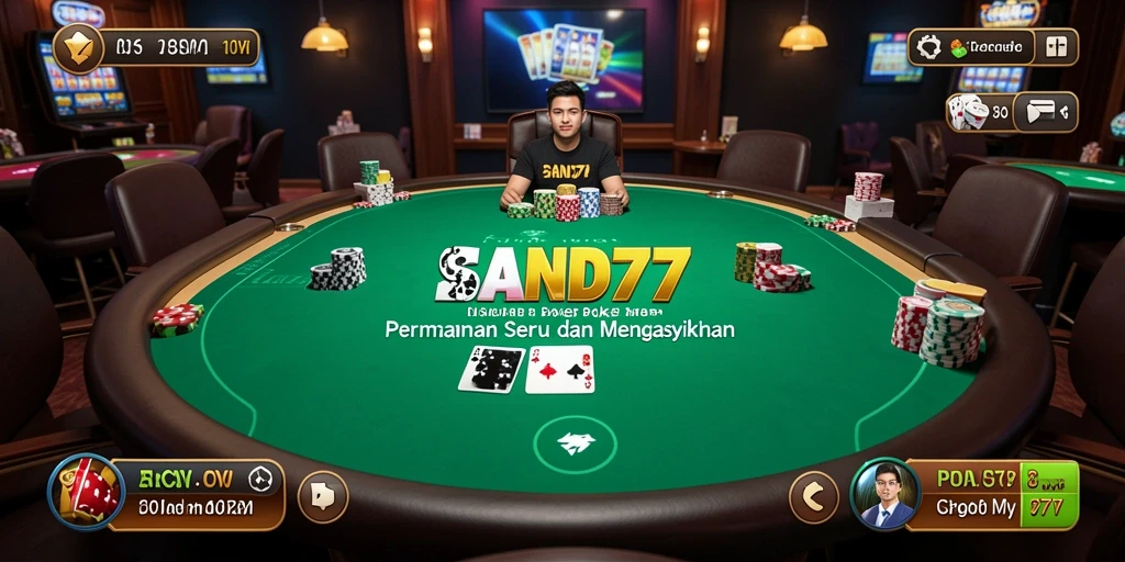 Screenshot SAND77 menampilkan aksi seru permainan Poker yang mendebarkan.