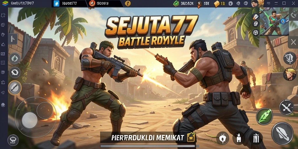 Screenshot SEJUTA77 menampilkan aksi pertarungan intens dalam Battle Royale.