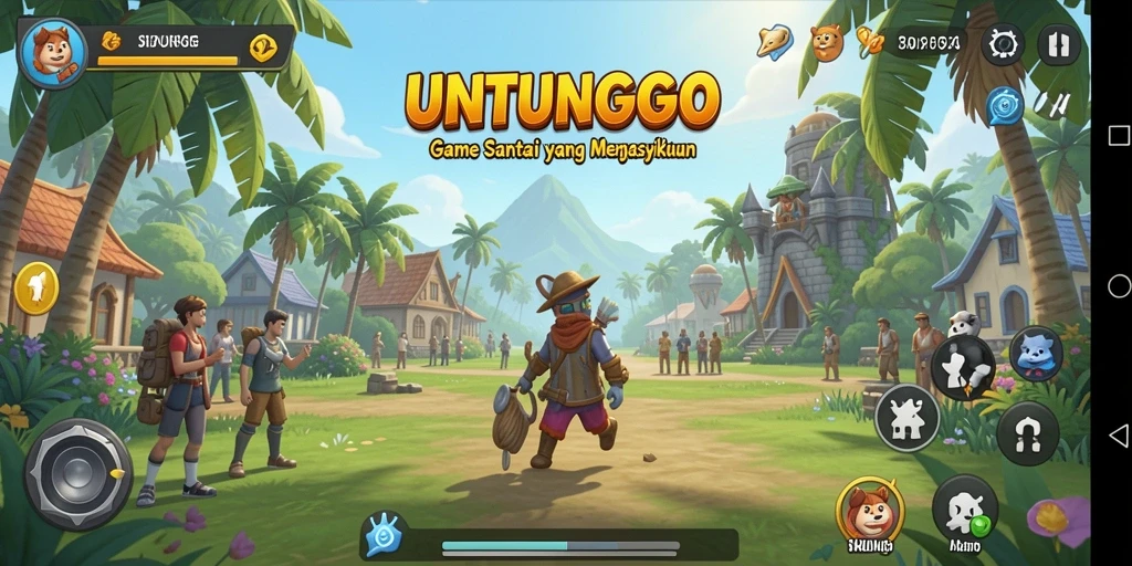 Tampilan gameplay UNTUNGGO yang menarik dan penuh warna.