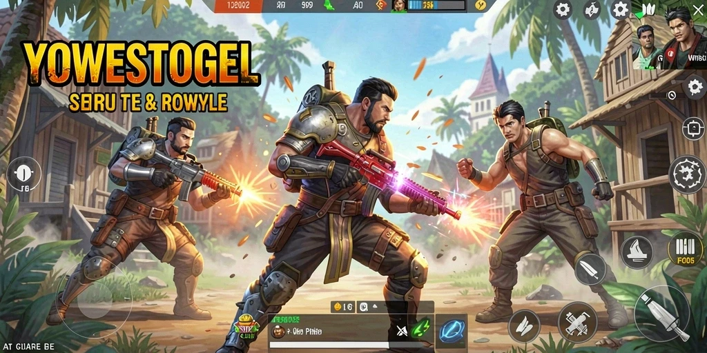Screenshot menampilkan pertarungan seru dalam YOWESTOGEL Battle Royale.
